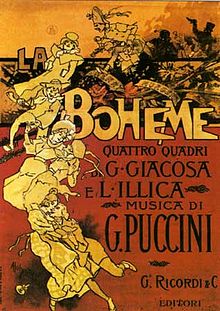 Pòster original de l'any 1886 de La bohème d'Adolfo Hohenstein